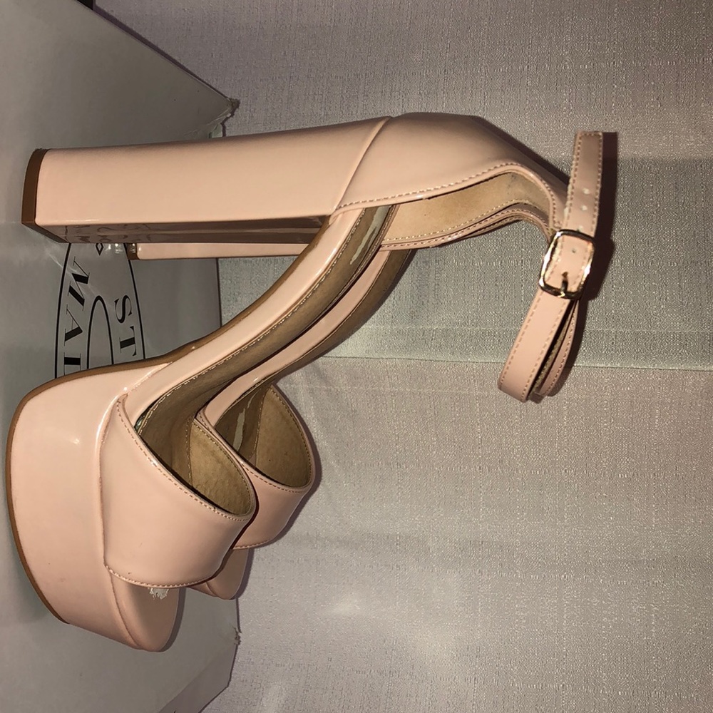 Nude Patent Leather Platform Heels